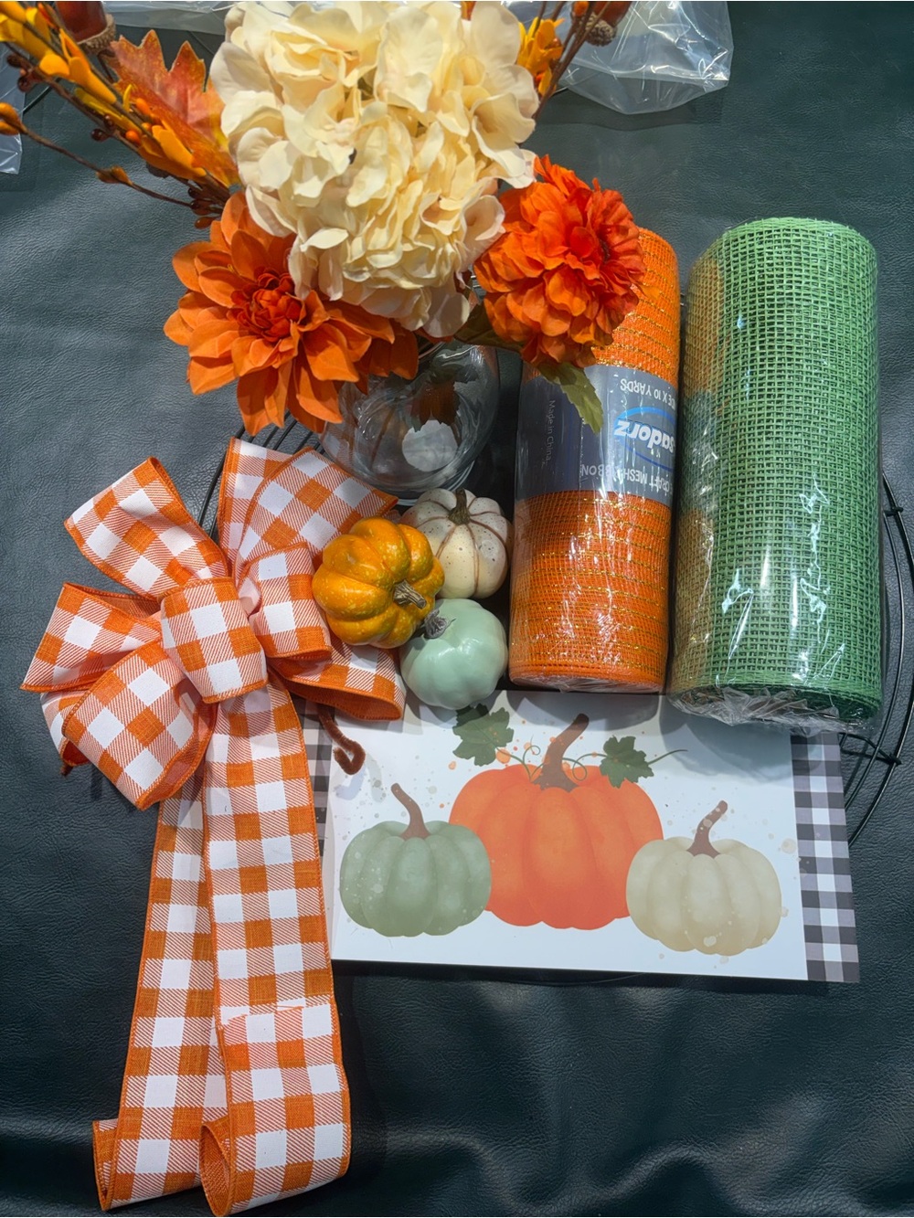 Autumn Harvest Decor Bundle - Orange, Green, Cream